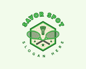 Badminton Racket Shuttlecock logo design