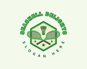 Badminton Racket Shuttlecock logo design