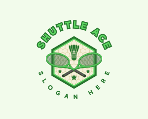 Badminton Racket Shuttlecock logo design