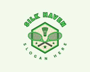 Badminton Racket Shuttlecock logo design