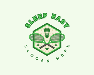 Badminton Racket Shuttlecock logo design