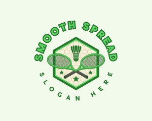 Badminton Racket Shuttlecock logo design