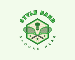 Badminton Racket Shuttlecock logo design