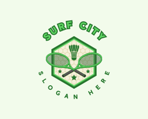 Badminton Racket Shuttlecock logo design