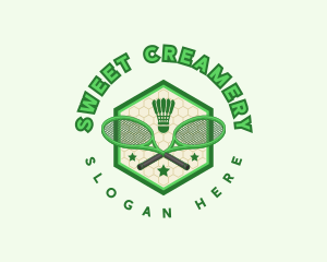 Badminton Racket Shuttlecock logo design