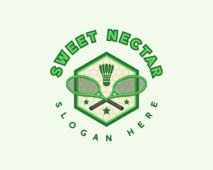 Badminton Racket Shuttlecock logo design