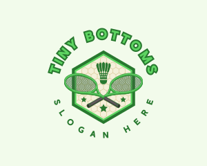 Badminton Racket Shuttlecock logo design