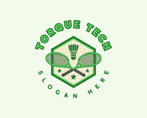 Badminton Racket Shuttlecock logo design