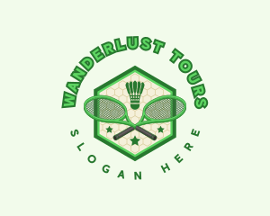 Badminton Racket Shuttlecock logo design