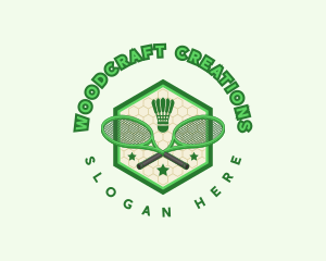 Badminton Racket Shuttlecock logo design