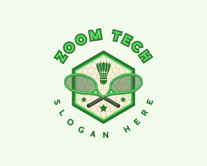 Badminton Racket Shuttlecock logo design