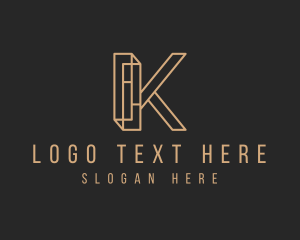 3d - Bronze Minimal Letter K logo design