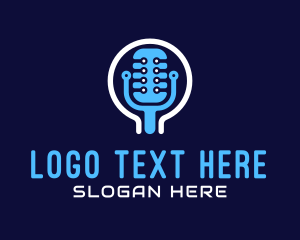Podcast - Tech Microphone Recording logo design