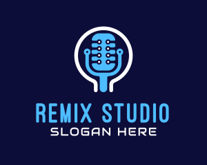 Tech Microphone Recording logo design