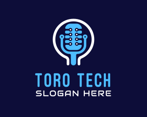 Tech Microphone Recording logo design