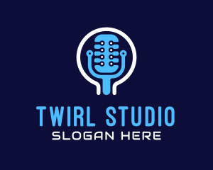 Tech Microphone Recording logo design