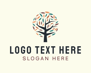 Forestry - Feather Tree Autumn logo design