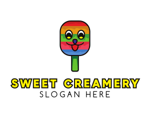 Smiling Ice Cream Popsicle logo design