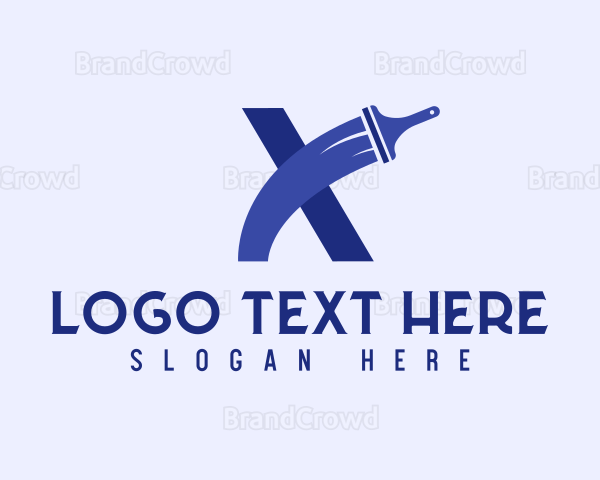 Paintbrush Paint Letter X Logo