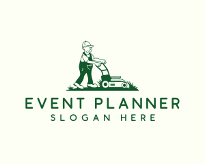 Man - Lawn Mower Landscaper logo design