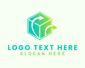 Three-dimensional - Green Arrows 3D Cube logo design