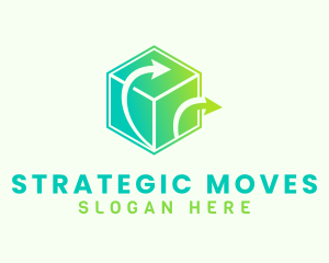 Green Arrows 3D Cube logo design