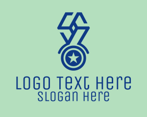 Win - Blue Star Medal logo design