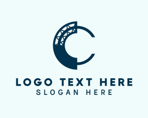 Blue - Industrial Contractor Letter C logo design
