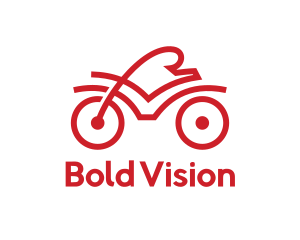 Red Cyclist Outline logo design