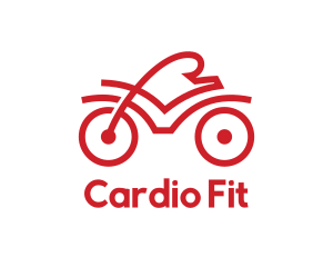 Cardio - Red Cyclist Outline logo design