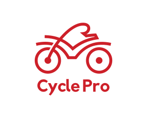 Cycling - Red Cyclist Outline logo design