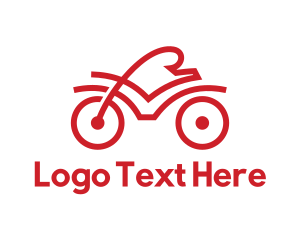 Cycling - Red Cyclist Outline logo design