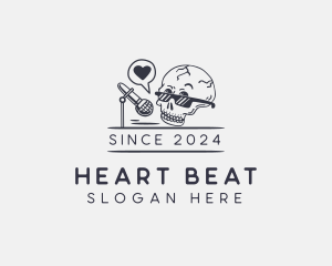 Heart Podcast Skull logo design