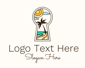 Keyhole - Tropical Beach Keyhole logo design