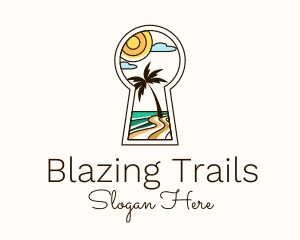 Tropical Beach Keyhole logo design