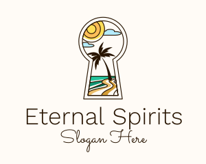 Tropical Beach Keyhole logo design