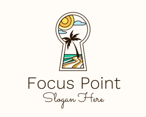 Tropical Beach Keyhole logo design