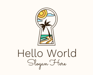 Tropical Beach Keyhole logo design