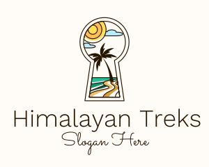 Tropical Beach Keyhole logo design