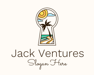 Tropical Beach Keyhole logo design