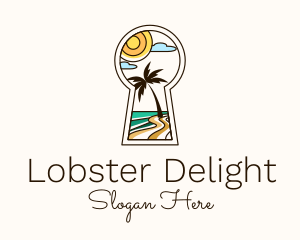 Tropical Beach Keyhole logo design