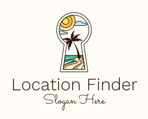 Tropical Beach Keyhole logo design