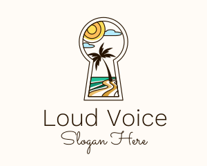 Tropical Beach Keyhole logo design