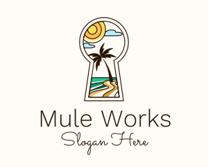 Tropical Beach Keyhole logo design