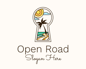 Tropical Beach Keyhole logo design