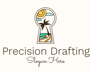 Tropical Beach Keyhole logo design