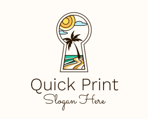 Tropical Beach Keyhole logo design