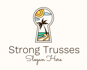 Tropical Beach Keyhole logo design