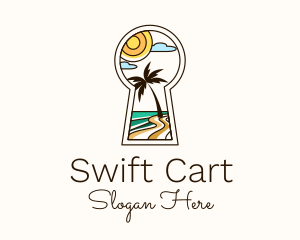 Tropical Beach Keyhole logo design