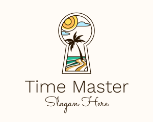 Tropical Beach Keyhole logo design